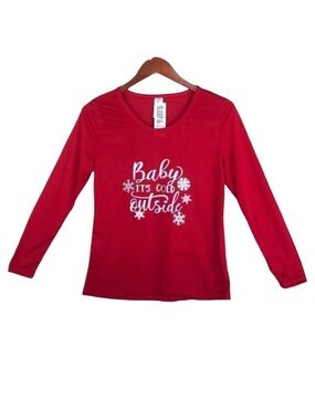 Sleep & Co Baby It’s Cold Outside Pajama Top Snowflake Red M NWT